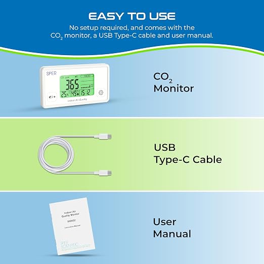 Sper Scientific Digital Indoor Air Quality Meter Monitor 800052 w/NDIR CO2 - Image 7