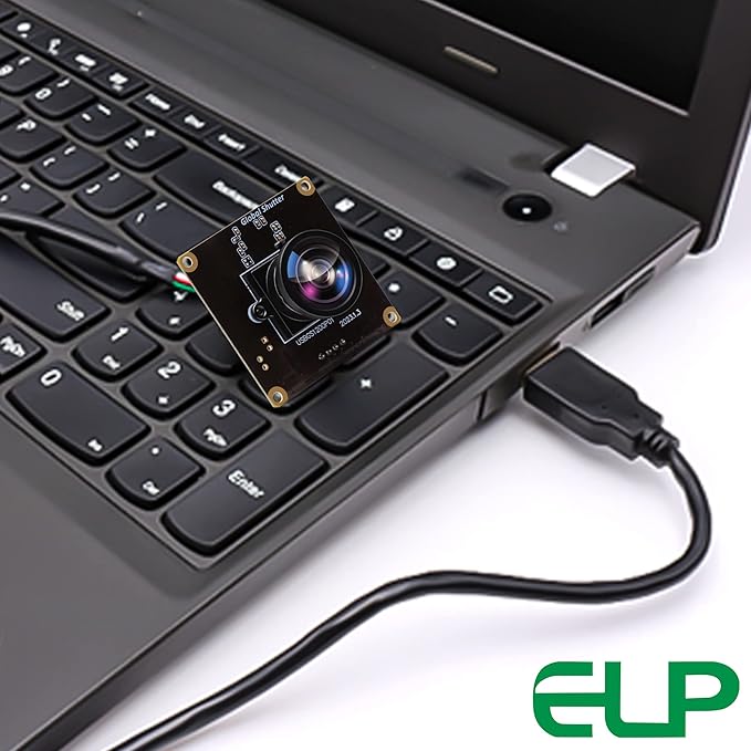 ELP High Speed Wide Angle Global Shutter USB Camera Module for Computer 1080P Mini UVC USB2.0 Webcam Board with 120degree No Distortion Lens AR0234 High Frame 90fps Web PC Camera Board for Laptop