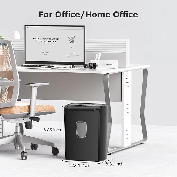 Bonsaii 12-Sheet Paper Shredder for Home Office Use, 10-Minute Cross Cut Shredder with 5.5 Gallons Bin, P-4 High Security Heavy Duty Office Shredder Shred CD/Credit Card