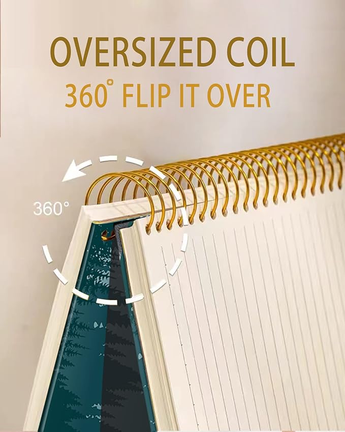 iampanda Spiral Journal Notebook,Strong Twin-Wire Binding with Premium Paper for Girl Women,60 Sheets A5 College Ruled Notebook/Journal,Perfect for School Office Home Gifts,Beautiful Green Mountain