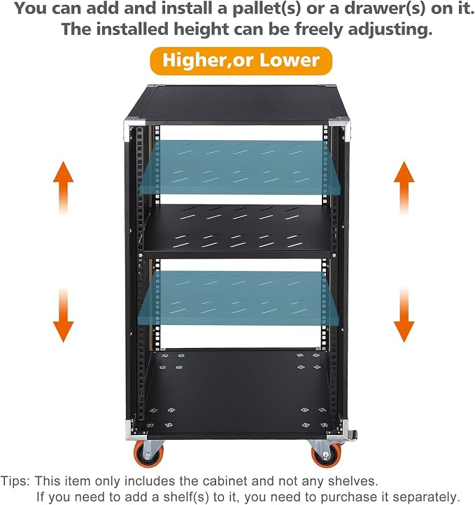 Movable AV Gear Rack 8U 19in Mobile Floor Standing Network Device Storage - Image 4
