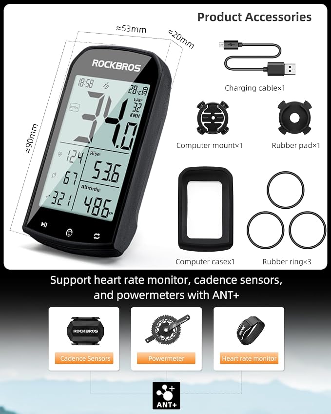 ROCKBROS Bike Computer Wireless Cycling Computers ANT+ Bluetooth Bicycle - Image 3