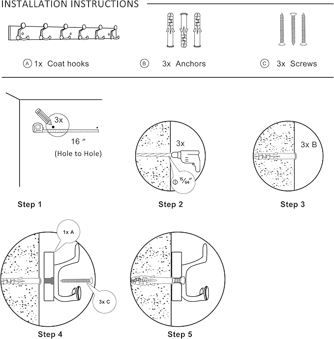 SKOLOO 39-Inch Cherry Wood Coat Rack Wall Mount with 6 Triple Hooks - Ideal for Family Entrances, Classrooms, and Pet Supplies Storage - Perfect Coat Hooks for Wall