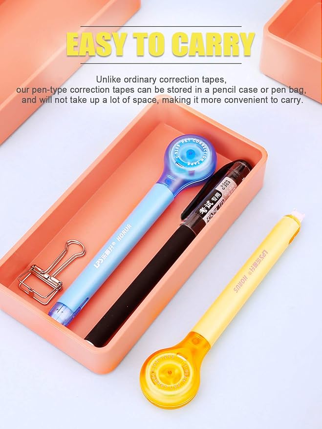 5pcs Correction Tape Pen, White, 1/5" x 236", Push-pull Protectiv