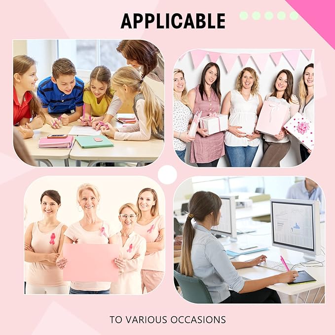 Fulmoon 50 Pcs Ballpoint Pens Bulk Retractable Comfortable Writing Pens Cute Back to School Supplies in Medium Point 1.0 mm for Teacher Student Bridal Shower Baby Shower (Rose Red)