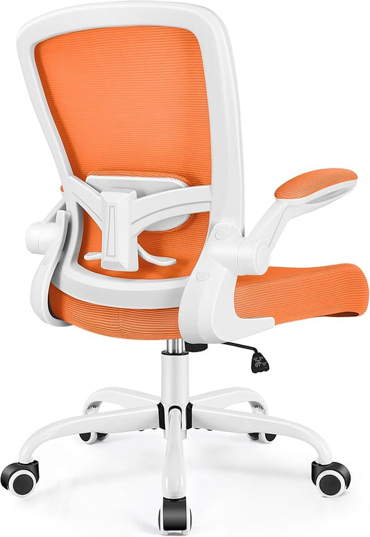 FelixKing Office Chair, Ergonomic Desk Chair Breathable Mesh Chairs with Adjustable High Back Lumbar Support Flip-up Armrests, Executive Swivel Comfy Task Computer Chairs for Home Office Sunset Orange