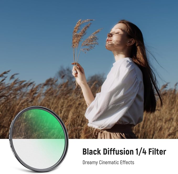 NEEWER 62mm Black Diffusion 1/4 Filter Dreamy Soft Cinematic Effect Filter - Image 2