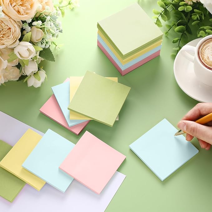 Fainne 200 Pack Sticky Notes Bulk Back to School Supplies Self Stick Note Pads Paper Memo for Office First Day of School Student Teacher Essentials (3 x 3 Inch,Simple Color)