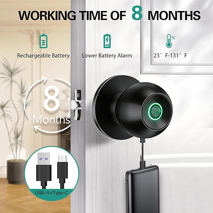 Smart Door Knob, Fingerprint Door Knob, Biometric Smart Door Lock - Image 4
