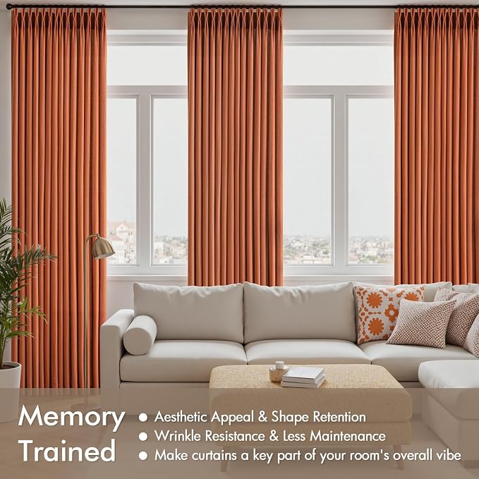 Memory Trained Pinch Pleated Curtains 102 Inches Long, Viral Linen Pinch Pleat - Image 4