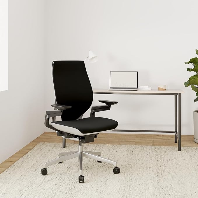 Steelcase Gesture Office Chair - Ergonomic Work Chair with Wheels for Carpet - Comfortable - Intuitive-to-Adjust for Desk - 360-Degree Arms - Licorice Fabric