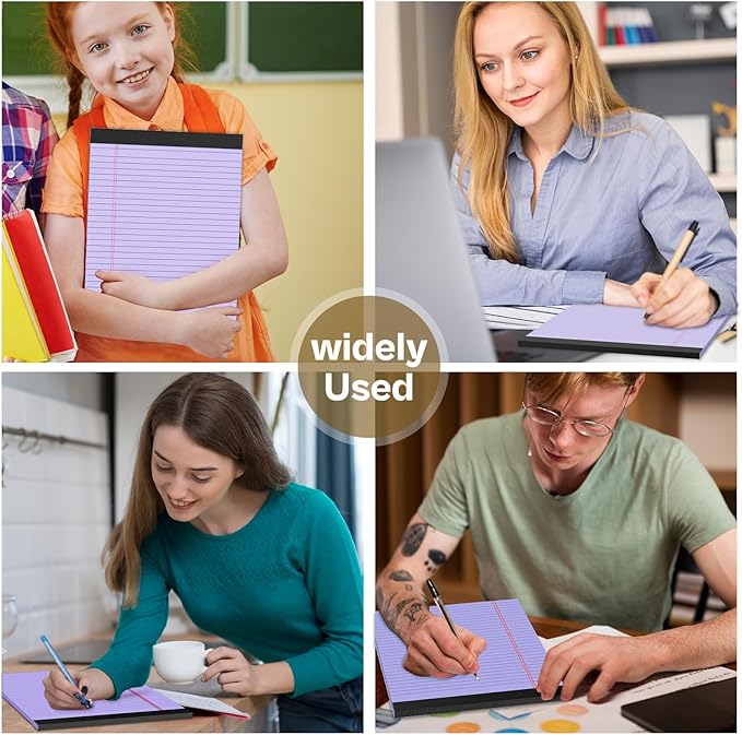 2 Pack Legal Pads 8.5 x 11 Purple Note Pads 8.5 x 11 Notepad 8.5 x 11 Micro Perforated Writing Pads 8.5 x 11 Lined Paper Pads Wide Ruled Pad of Paper 30 Sheets Notebook for Study, To-Do Lists, Office