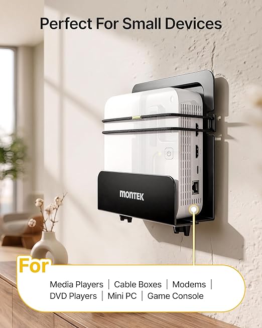 monTEK Adjustable Cable Box Mount up to 11 LBS, Modern Mount, Small Devices - Image 2