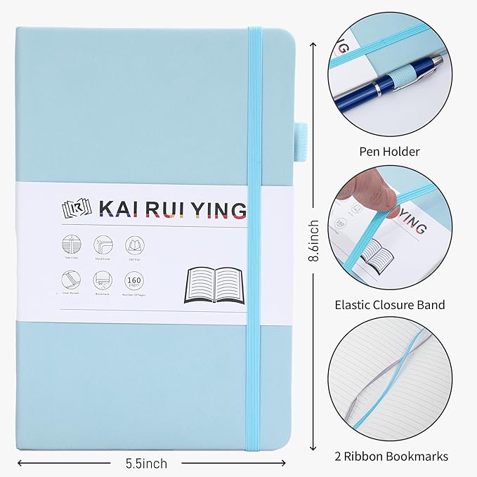 KaiRuiYing 3 Pack Lined Journal Notebooks for Work, 160 Pages, 5.5"x8.6", Hardcover, Colorful A5 Medium College Ruled, Journaling Notebooks for Notes-Taking, Fits for Office School Home