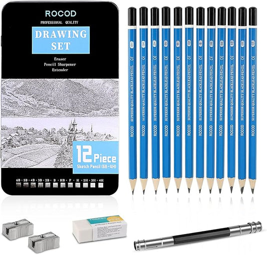 Profession Sketch Pencils 6B to 4H for Kids and Adults Drawing, Art Graphite Pencil for Artists Beginner Sketching