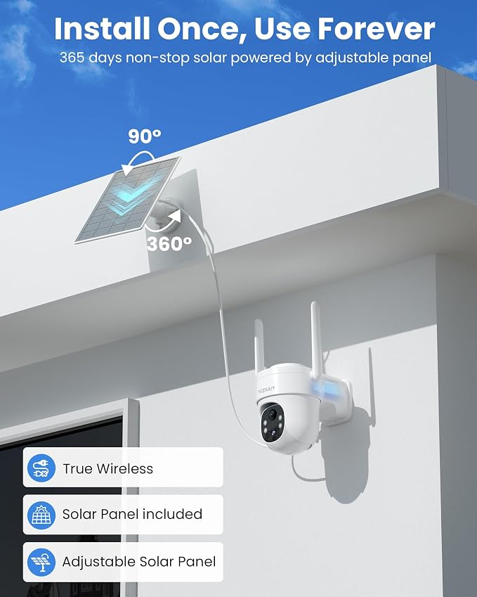 VIZIUUY Solar Security Cameras Wireless Outdoor 4 Pack, 3MP Security Cameras - Image 4