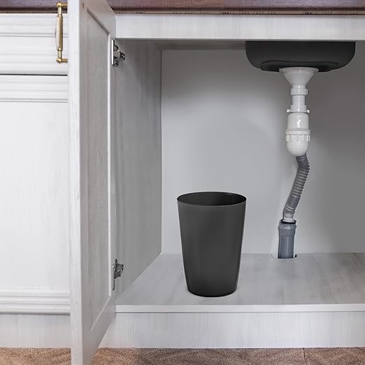 HOLDN’ STORAGE Small Trash Can - 1.58 Gallon Open Top Waste Bin, Compact Waste Can Perfect for Bathroom, Kitchen, Office, Dorm - Durable Garbage Can - Glossy Black