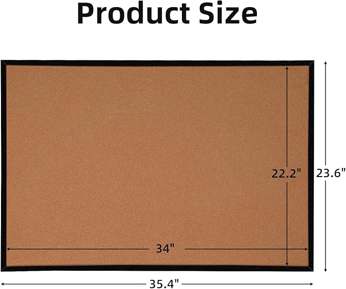 24” x 36” Cork Boards for Walls with Black Wooden Frame 1pack, Double Sided Office Board for Wall Organizer, Bulletins Board Decorative Hanging Pin Board for School, Home & Office, Notice Board