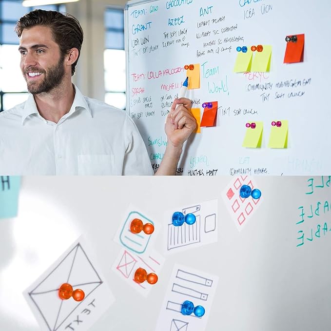 90 PCS Colorful Strong Magnetic Push Pin Magnets, Office/Classroom Magnets,8 Assorted Color, Perfect to use as Kitchen Home and School, Map Magnets,Whiteboard Magnets