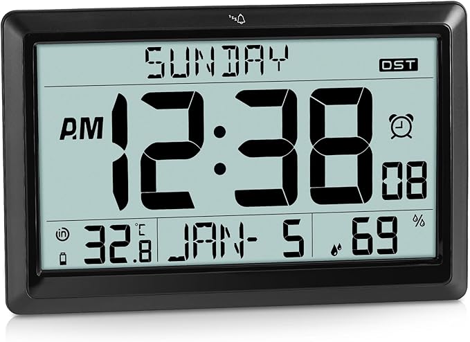 SZELAM Atomic Clock, 10.5"Large Display Digital Wall Clock Battery Operated by Unknown