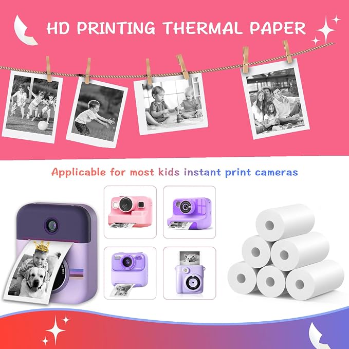 MIARALA 6 Rolls Instant Camera Refill Print Paper, HD Print Camera Paper Refill - Image 3