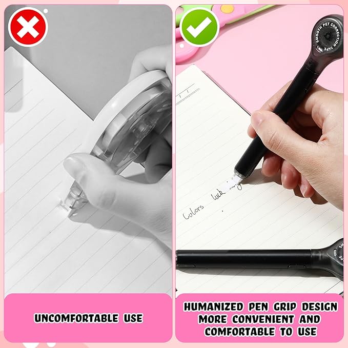 10 Pack Correction Tape Pen Correctional Ink Tape Push Pull Protective, Easy to Use Applicator for School Office Supplies, 0.2 x 236 Inch(Black Color)