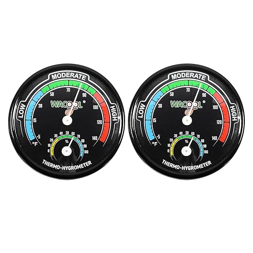 WACOOL Mini Analog Thermometer Hygrometer 2 Pack, Dial Temperature Humidity by WACOOLREPTILE