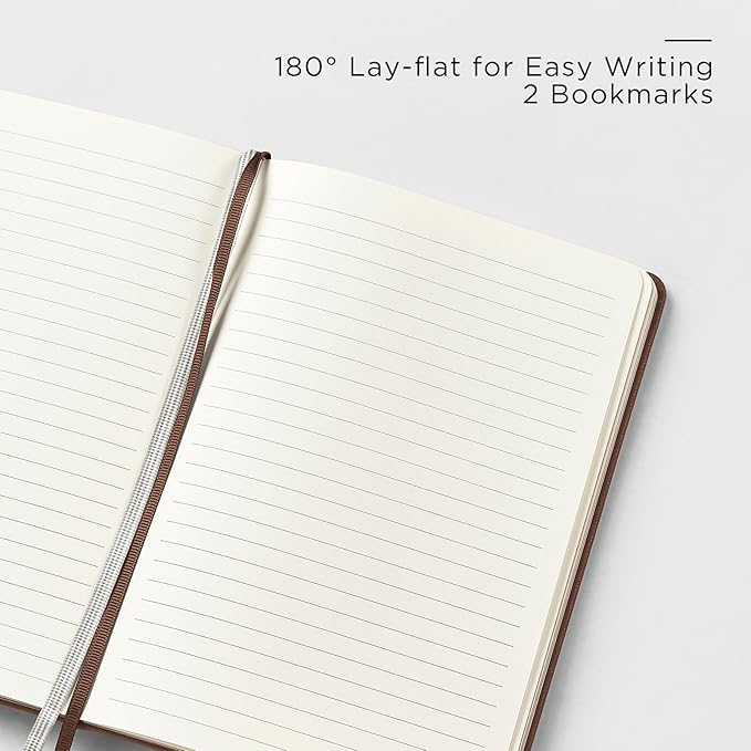 A5 Lined Leather Journal and Pen Set for Women&Men, Gift Box Included, Hardcover Notebook with 160 Pages 100GSM Thick Paper, for Work, Business, School or Home Writing(Brown)