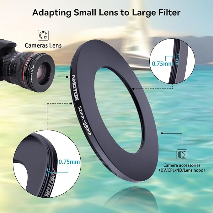82mm Lens to 55mm Camera Lens Adapter, 82mm to 55mm Filter Step-Down Ring - Image 4