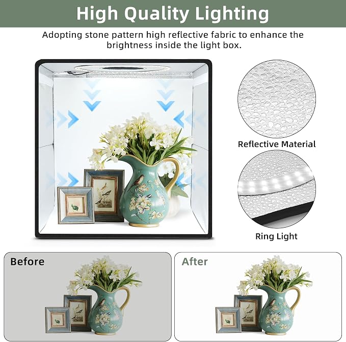 Lightdow 16"x16"x16" Photo Studio Light Box Photography - Image 6