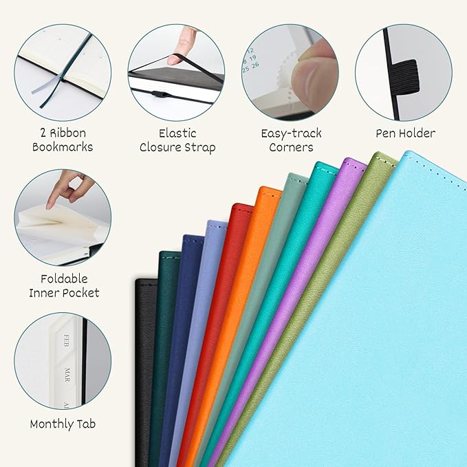 BEZEND 2026 Planner Weekly and Monthly (6" x 8.5") Daily Calendar with Half-Hourly Timeslots & Tabs (Jan-Dec) Note & Expenses, Pen Holder, Inner Pocket, Vegan Leather Hardcover - Lavender