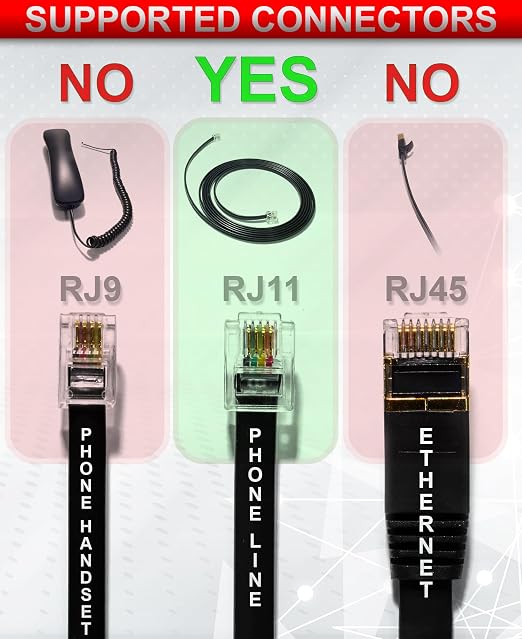 RJ11 Phone Jack Splitter for Landline 2 Way Duplex Telephone Adapter 6P4C - Image 4
