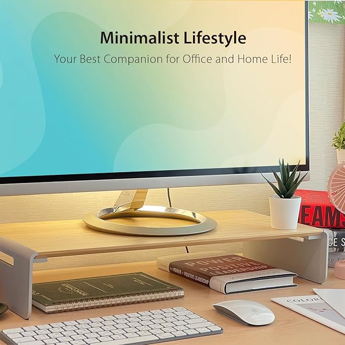 j5create Premium Monitor Stand, Made with Elegant Wood and Sleek Aluminum Material, Display/TV/Screen/Printer/Laptop Riser, Max Load 88 lbs/ 40 kg (JCT125)