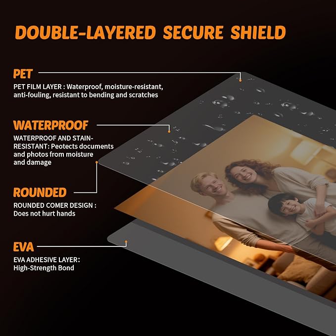 Thermal Laminating Pouches 9"x11.5" Inches, Holds 8.5 x 11 Inch Sheets,5mil 200Pack Hot Laminate Films, Clear Laminator Papers, Letter Size Lamination Sheets (125Mic 200Pcs)