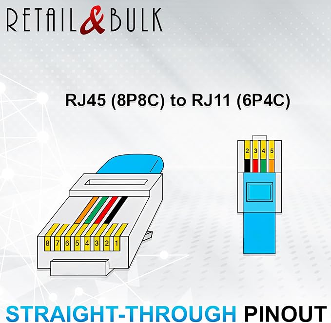 3 Feet RJ11 6P4C to RJ45 8P4C Telephone Cable - Image 5