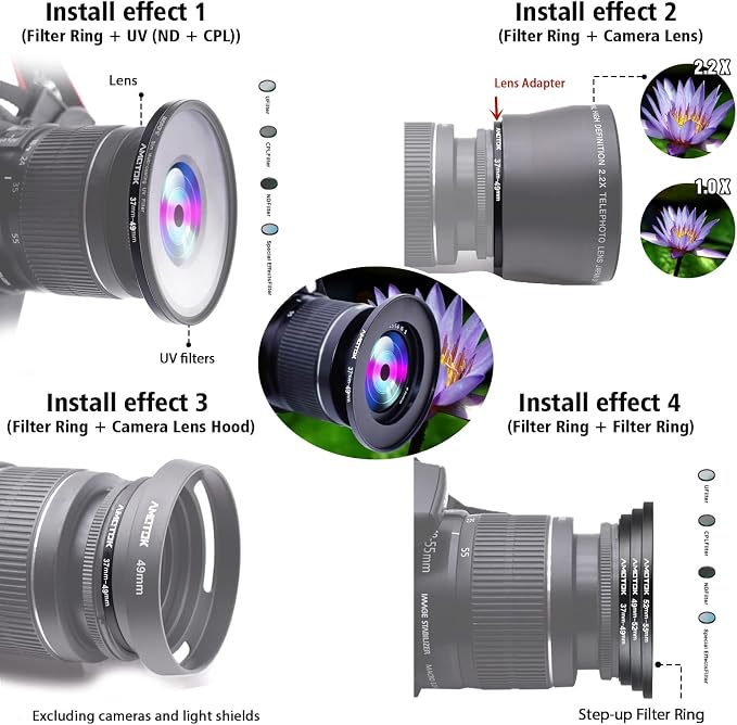 37mm Lens to 49mm Camera Lens Adapter, 37mm to 49mm Filter Step-up Ring Adapter - Image 6
