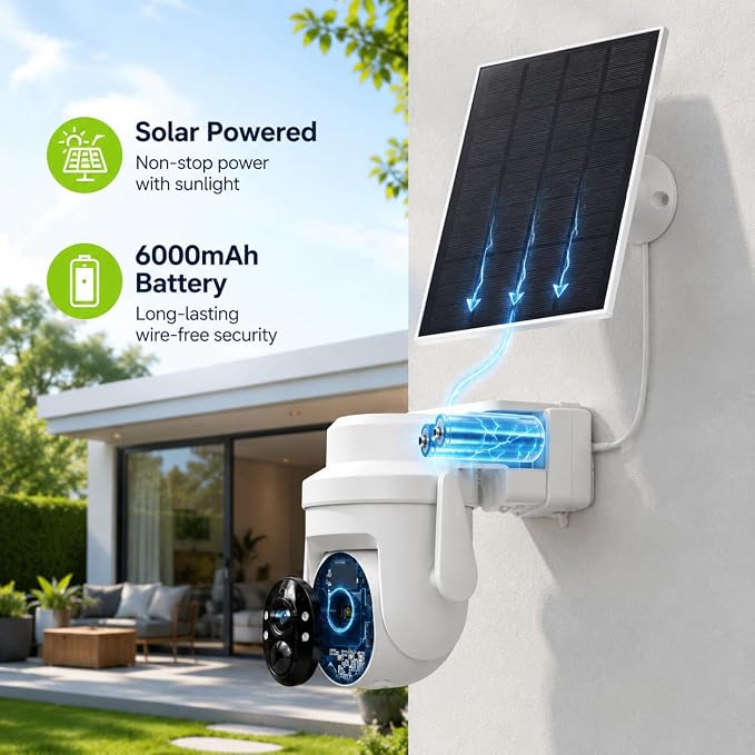 2K Solar Security Wireless Camera Outdoor, 2 Pack 2.4Ghz WiFi Battery Camera - Image 2