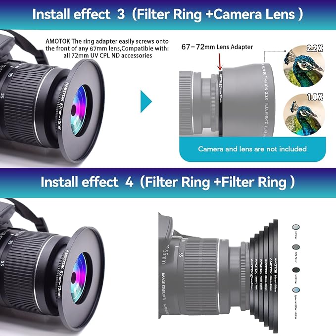 67mm Lens to 72mm Camera Lens Adapter, 67mm to 72mm Filter Step-up Ring Adapter - Image 7