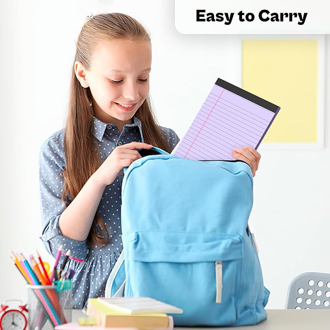 360 Sheets Purple Note Pads 5" x 8" Pack of 12 Small Legal Pads College Ruled Lined Paper with Micro-Perforated Writing Notebook 30 Sheets per Pad Small Notepad for School, Office & Home Supplies