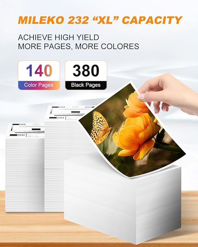 232XL Ink Cartridges Combo Pack Remanufactured Replacement for Epson 232 Ink Cartridge for Epson 232 232XL Ink Cartridges for Epson Printer Epson XP-4205 XP-4200 WF-2930 WF-2950 Printer (5 Pack