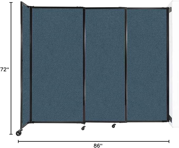 Wall-Mounted Sliding StraightWall Room Divider | Adjustable Widths | Locking Wheels | Room Separator | Up to 7'2" Wide x 6' Tall Caribbean Fabric Panels