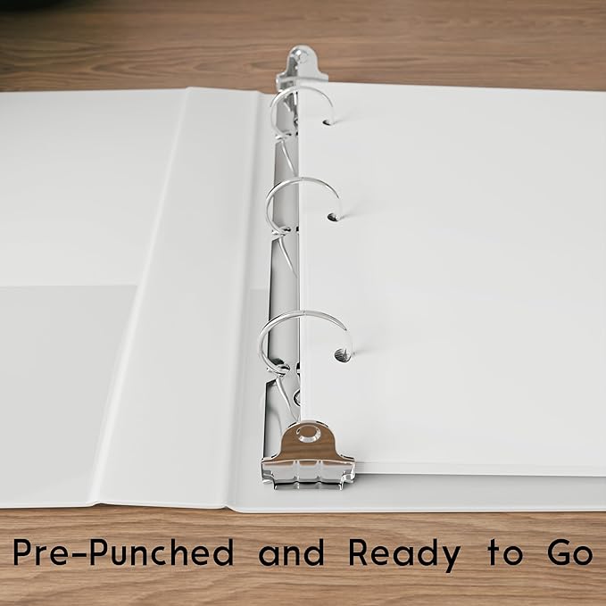 Half Letter 3-Hole Punched Blank Paper, 200 Sheets, 120 GSM, Loose Leaf, 5.5 x 8.5 inch, for Printing Custom Templates and DIY Planning