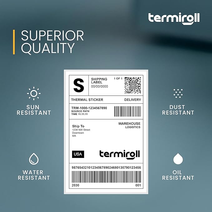 4x6 Thermal Labels – 350 Labels/Roll – Direct Thermal, Non-Perforated – Compatible with Rollo, Zebra, iDPRT, MUNBYN – Strong Adhesive, BPA-Free – Commercial Grade by TERMIROLL