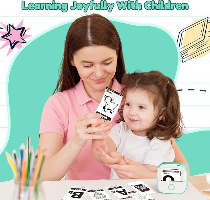 Sticker Printer Y02C, Portable Mini Sticker Maker Y02C, Mini Printer Sticker Machine with 1 Roll Paper, Bluetooth Thermal Portable Inkless Receipt Machine for Learning, Note, Photos, Journal