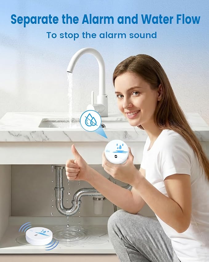 5 Pack Water Leak Detectors for Home, 100dB Waterproof Water Sensor Alarm Leak - Image 4