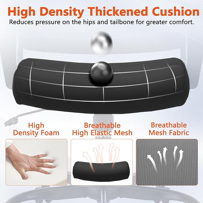 CLATINA Ergonomic Rolling Mesh Desk Chair with Executive Lumbar Support and Adjustable Swivel Design for Home Office Computer Black 4 Pack