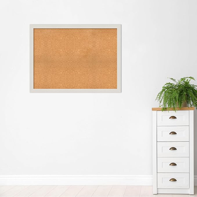Amanti Art Natural Cork Board for Wall, 35x47 Vision Board with White Frame, Oversize Corkboard Office Decor for Home Organization, Country Rustic Corkboard Pinboard to Display Items for Home