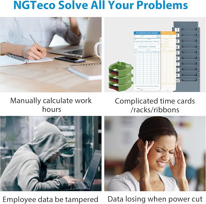 NGTeco Time Clocks for Employees Small Business, W3 2.4GHz WiFi Biometric - Image 8