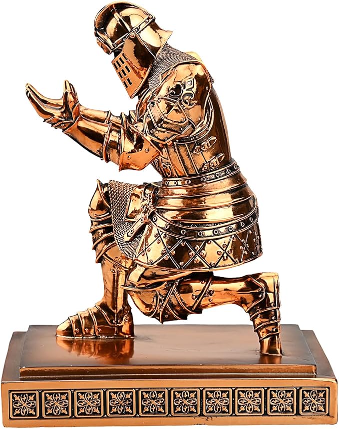 King's Guard Knight Pen Holder Pen Stand Desk Organizers and Accessories Resin Pencil Holder as Gift for Office and Home (Copper(Plating))