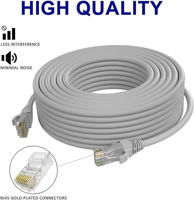 Adoreen Cat 6 Ethernet Cable 150 Ft-Gray, Outdoor & Indoor Snagless Long Round - Image 3